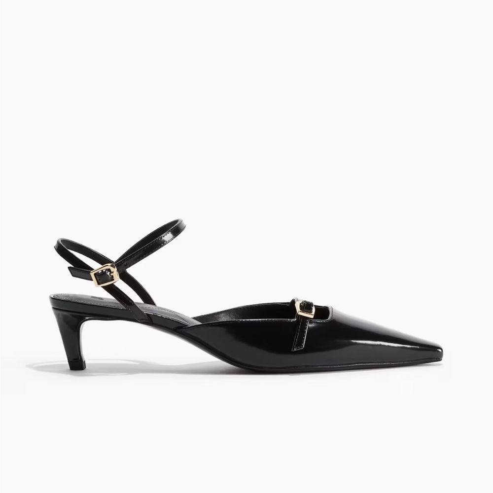 H&M Black Pointed Kitten Heeled Sandals — Sz 6